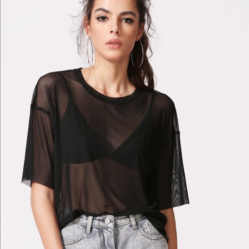 Size S, See-through Black Mesh Top